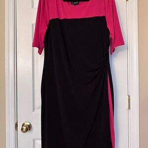 Connected Apparel Black and Pink Midi Dress